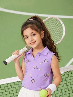 Somersault - Girls Purple Cotton Sleeveless T-Shirt