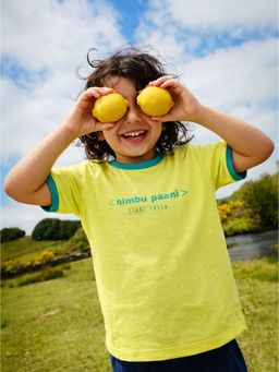 Somersault - Girls Typography Yellow Cotton T-Shirt