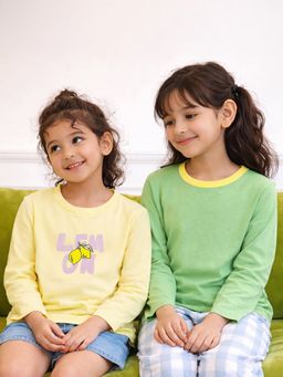 Somersault - Girls Typography Multi Cotton Full Sleeve T-Shirt (Pack of 2)