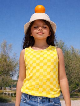 Somersault - Girls Yellow Cotton Sleeveless T-Shirt