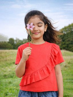 Somersault - Girls Red Cotton T-Shirt