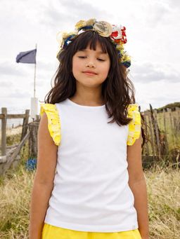 Somersault - Girls White Cotton Sleeveless T-Shirt