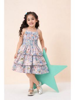 Stylo Bug - Girls Flower Print Shoulder Straps Sleeveless A-Line Dress Multi