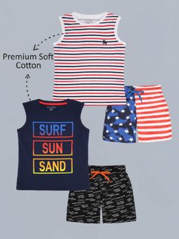 PLUM TREE - Knit Sleeveless T-Shirt & Shorts - Multi-Color (Pack of 2)