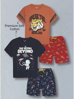 PLUM TREE - Knit Glow In Dark Space T-Shirt & Shorts - Multi-Color (Pack of 2)