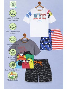 PLUM TREE - NYC Oversized T-Shirt And Usa Shorts - Multi-Color (Pack of 2)