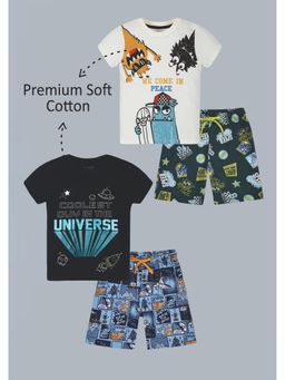 PLUM TREE - Universal T-Shirt And Space Theme Shorts (Pack of 2)