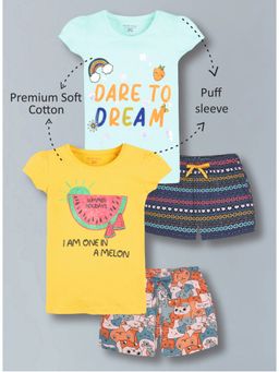 PLUM TREE - Girls Glittered Poncho And Aop Shorts (Pack of 2)