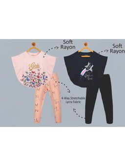 PLUM TREE - Girls Glittered Poncho And Geometric Aop Leggings (Pack of 2)