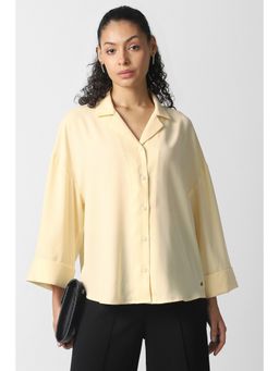Van Heusen - Women Yellow Solid Long Sleeves Casual Shirt