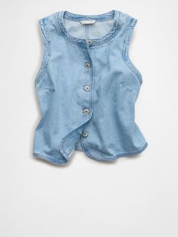 American Eagle - Ae High Neck Denim Shirt