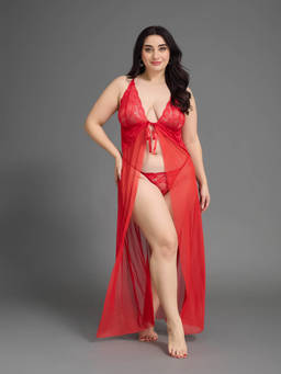 G Heist - Women Plus Size Sheer Long Nightwear Baby Doll Lingerie