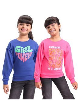 Honeyhap - Girl's Premium Knit Multicolour Sweatshirt (Pack Of 2)