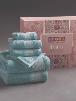 SPACES - Tvara Tourmaline Solid 100% Cotton 400 GSM 2 Bath Towels, 2 Hand Towels and 2 Face Towels