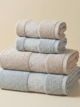 SPACES - Aurum Pale Pacific Solid 100% Cotton 400 GSM 2 Bath Towels and 2 Hand Towels