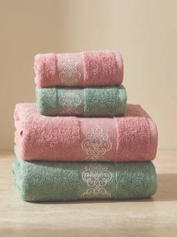SPACES - Aurum Thyme Solid 100% Cotton 400 GSM 2 Bath Towels and 2 Hand Towels