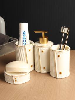 De Maison Decor - Dapper Bathroom White (Set Of 4)