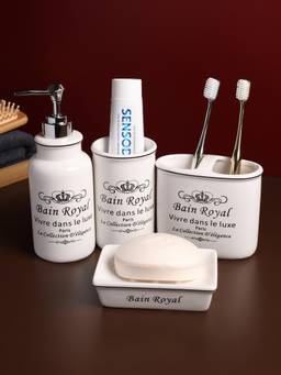 De Maison Decor - Belle Cour Bathroom White (Set Of 4)