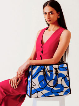 FETTI - Women Blue Printed Handbag with Detachable Strap