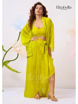 Rizabella - Elara Lime Draped Skirt Co-ord Set