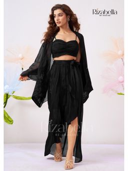 Rizabella - Elara BLACK Draped Skirt Co-ord Set