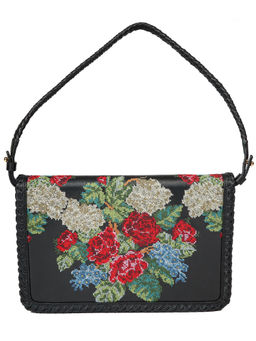 The Leather Garden - Black Hyacinth Vintage Black Clutch