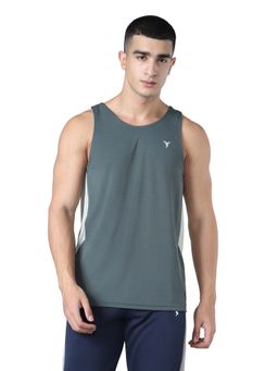 Technosport - Men Solid Slim Fit Round Neck Sports Green Tank
