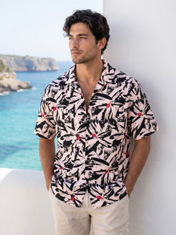Bewakoof - Men Black All Over Printed Oversized Shirt