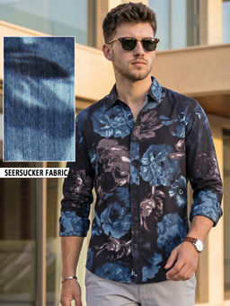 Bewakoof - Men Navy Blue All Over Floral Printed Shirt