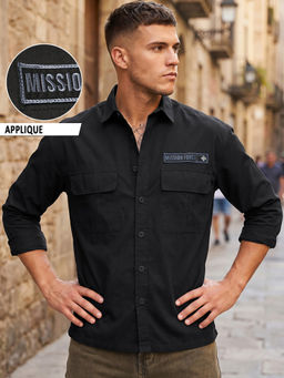 Bewakoof - Men Black Applique Typography Shirt