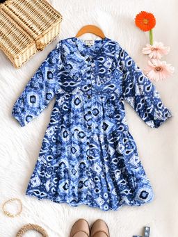 Bella Moda - Multi-Color Cotton Printed Knee Length Dress