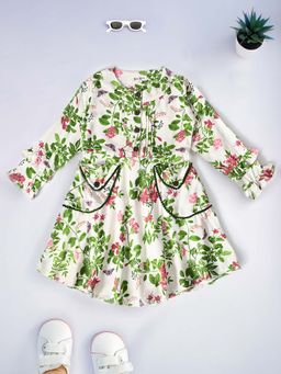 Bella Moda - Multi-Color Cotton Printed Knee Length Dress