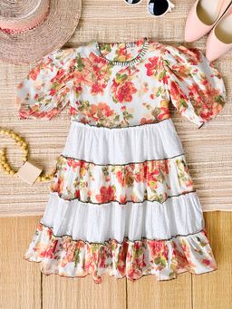 Bella Moda - Red Cotton Printed Knee Length Dress