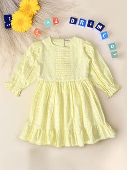 Bella Moda - Yellow Cotton Solid Knee Length Dress