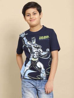 Kidsville - Navy Blue Cotton Graphic T-Shirt