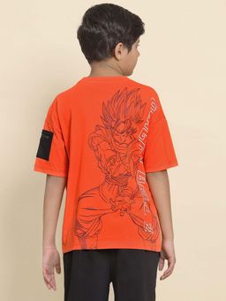 Kidsville - Orange Cotton Graphic T-Shirt