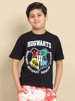 Kidsville - Black Cotton Graphic T-Shirt