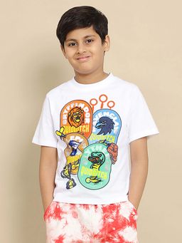 Kidsville - White Cotton Graphic T-Shirt