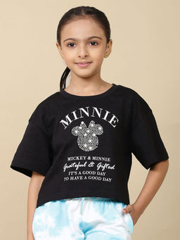 Kidsville - Black Cotton Graphic T-Shirt