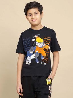 Kidsville - Black Cotton Graphic T-Shirt