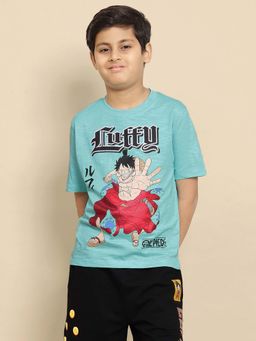 Kidsville - Blue Cotton Graphic T-Shirt