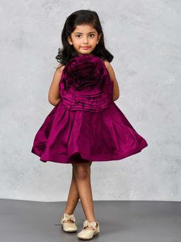 Pink Cow - Wine Polyester Floral Mini Dress