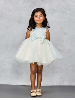 Pink Cow - Blue Brocade Self Design Mini Dress