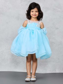 Pink Cow - Blue Organza Embellished/Sequined Mini Dress