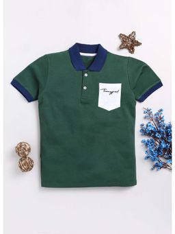 Toonyport - Green Cotton Colorblock Polo T-Shirt