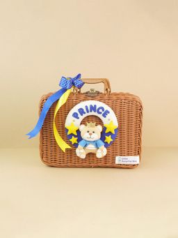 Little Surprise Box - Little Prince Teddy Tan Cane Basket for Storage and Travel