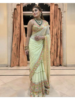 Gopi Vaid - Shefali Mint Embroidered Saree with Blouse