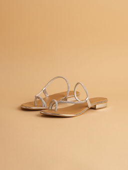 ERIDANI - Embellished Silver Elvire Flats