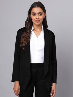 BRINNS - Womens Black Open Front Shawl Collar Formal Blazer