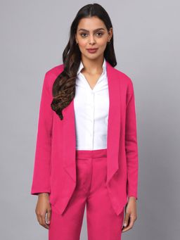 BRINNS - Womens Pink Open Front Shawl Collar Formal Blazer